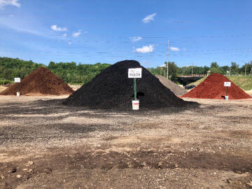Three kinds of mulch for sale from Boyas Excavating near Cleveland: Black, Brown and Red