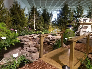 Sandstone Boulders from Boyas Excavating, landfill near Cleveland, were used by Sasak Landscaping for their display at the 2020 Home and Garden Show